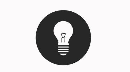 Light bulb Icon. Black and white isolated flat icon of a light bulb.