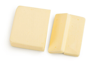 butter isolated on white background with clipping path and full depth of field. Top view. Flat lay