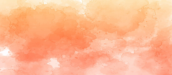 orange watercolor digital art painted paper texture background vector illustration. Orange watercolour painting soft textured on wet white paper background, Abstract orange watercolor illustration.