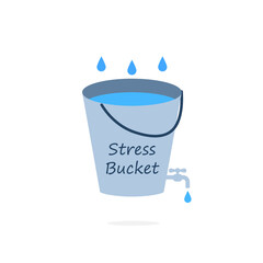 Stress bucket with faucet concept image. Clipart image - obrazy, fototapety, plakaty
