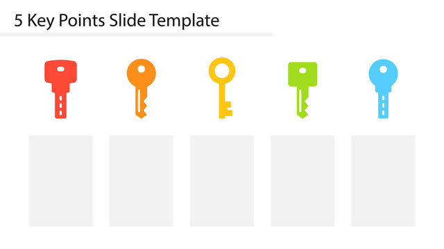 5 Key Points Slide Template. Clipart image