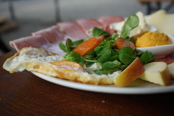 egg salad and ham on a plate restaurant menu picture food breakfast