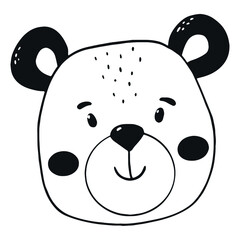 cute hand drawn head of a teddy bear for nursery prints, posters, cards, stickers, kids apparel, sublimation, coloring books, etc. EPS 10