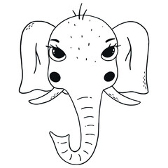 cute hand drawn elephant for nursery room decor, coloring pages, prints, cards, apparel, etc. EPS 10