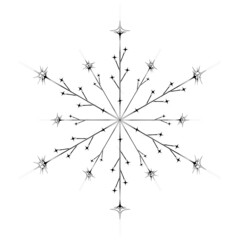 Cute snowflake  isolated on white background. Flat snow icon, snow flake silhouette. Nice element for christmas banner, cards. New year ornament. Organic and geometric snowflake.