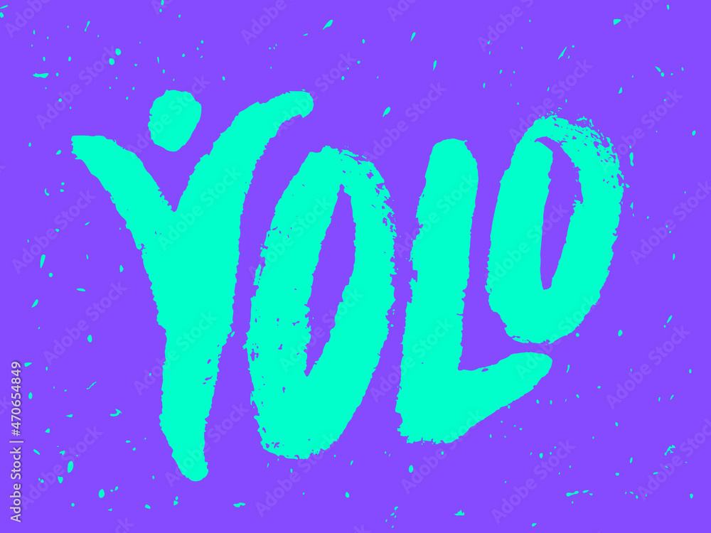 Poster yolo. you only live once. vector handwritten lettering.