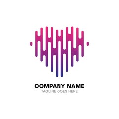 Love shape musical logo template equalizer concept in color good for music company or other business