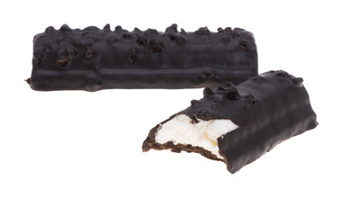 chocolate bar with milk filling isolated