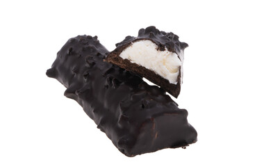 chocolate bar with milk filling isolated