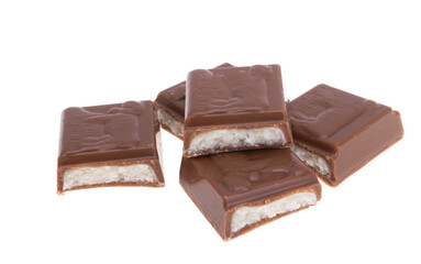 chocolate bar with milk filling isolated