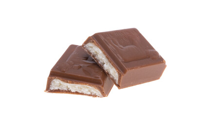 chocolate bar with milk filling isolated