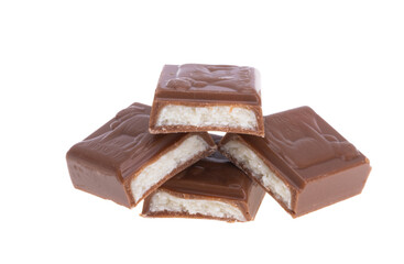chocolate bar with milk filling isolated