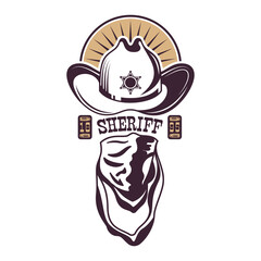 Sheriff Cowboy Emblem Composition