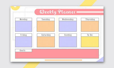 Weekly planner template color days of the week