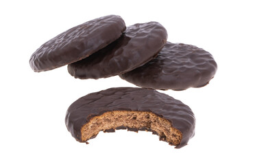 cookies in chocolate glaze isolated