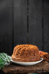 sweet cake christmas treat chocolate taste new year baking delicacies meal snack on the table copy space food background rustic. top view