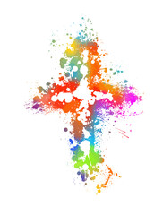 Multi-colored cross object. Happy Easter. Vector illustration