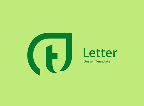 Letter T with eco leaves logo icon design template elements