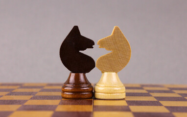 Two chess knights of different colors on a chessboard
