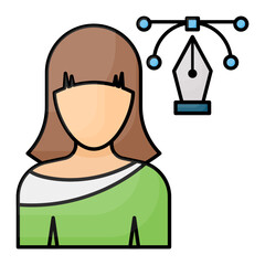Creative Art Director Concept, Web Designer Vector Color Icon Design, Software and web development symbol on white background, Computer Programming and Coding stock illustration
