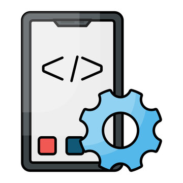 Front end package deployement Concept, Mockup to Page Vector Color Icon Design, Software and web development symbol on white background, Computer Programming and Coding stock illustration