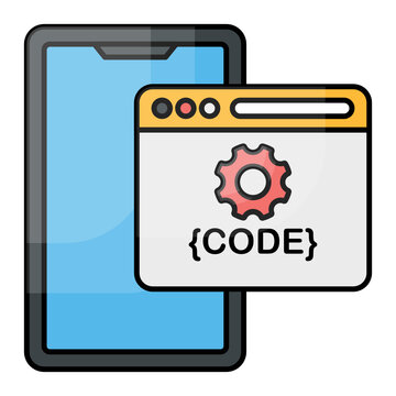 Front-end Wire Frame Concept, Dynamic Js Dev Vector Color Icon Design, Software and web development symbol on white background, Computer Programming and Coding stock illustration