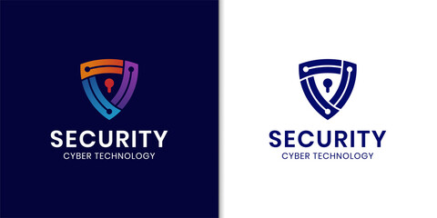 cyber defense shield logo for internet data security design