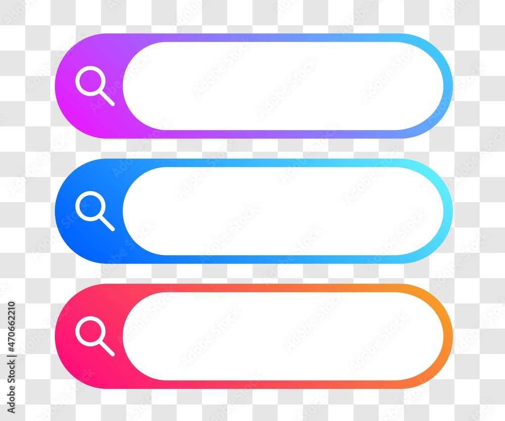 Poster colourful search engine illustrations with different gradient style. search bar interface collection