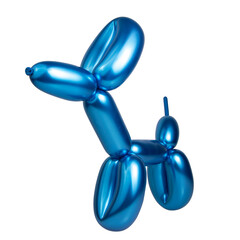 Bright blue model balloon dog isolated on the white background