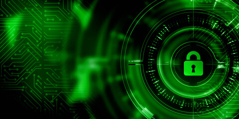 2d illustration Safety concept: Closed Padlock on digital background