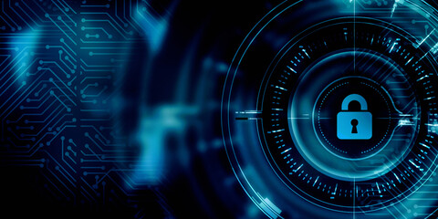 2d illustration Safety concept: Closed Padlock on digital background