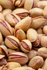 Close-up pistachios. food background. Snack Fresh Nuts. Story format