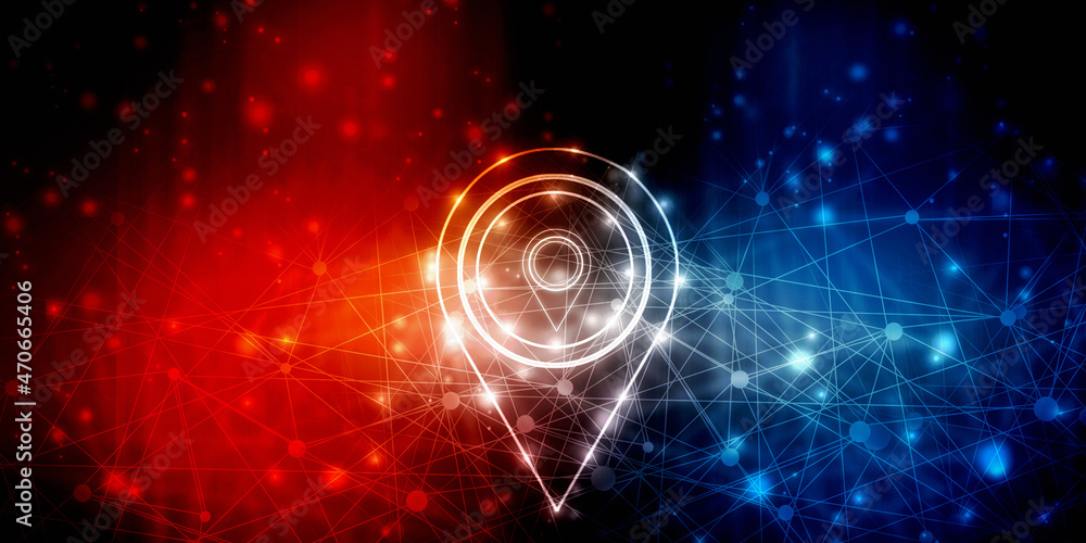 Poster 2d rendering red map pointer