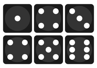 Dice icon. Craps. Six dice set. Vector illustration