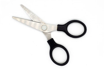 scissors with black handle, isolate