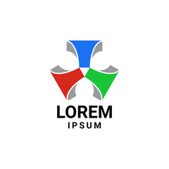 Three letter T logo template, with red, green, blue color. Suitable for logo and sign