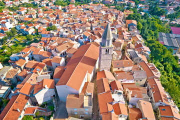 Town of Vrbnik rooftops aerial view, Island of Krk, Kvarner