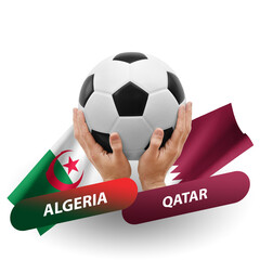 Soccer football competition match, national teams algeria vs qatar