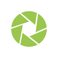 Vector symbol lens for focus. Camera shutter icon, lens diaphragm silhouette, photo optics lenses aperture.