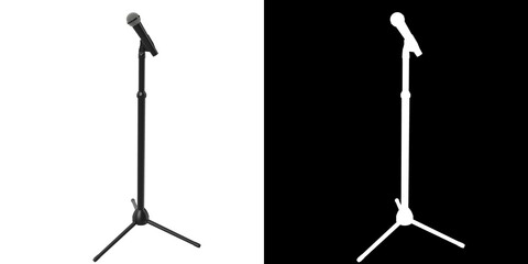 3D rendering illustration of a microphone on a floor stand