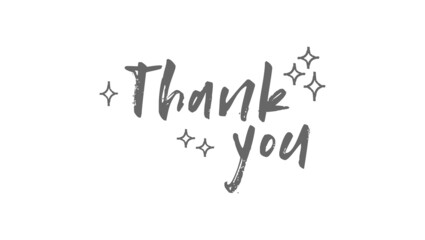 Thank you lettering text with shinning sparks. Hand written message.