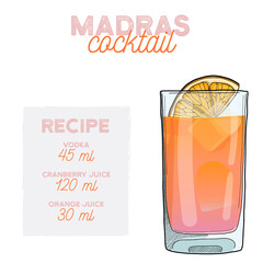 Madras Cocktail Illustration Recipe Drink with Ingredients