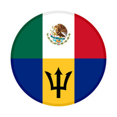 Obraz premium round icon with mexico and babardos flags isolated on white background. vector illustration 