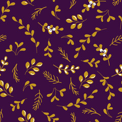 Seamless pattern with Christmas twigs. Design for fabric, textile, wallpaper, packaging, wrapping paper.	