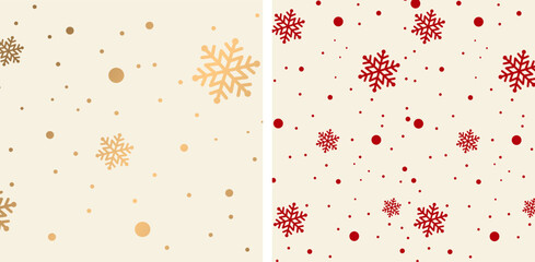 Christmas Snowflake Pattern In Red And Gold Color