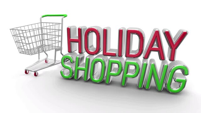 Holiday Shopping Cart Buy Products Sale Gift Giving Sharing 3d Animation
