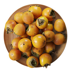 Persimmon on a platter on a white background