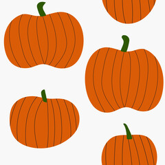 Vegetarian healthy diet for healthy concept. Colorful seamless pattern with pumpkins. Flat vector illustration