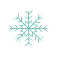 Blue Snowflake. Colorful vector flat illustration isolated. For greeting card, invitation, print or tattoo. Winter season, Christmas holiday