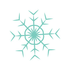 Blue simple Snowflake. Colorful vector flat illustration isolated. For greeting card, invitation, print or tattoo. Winter season, Christmas holiday